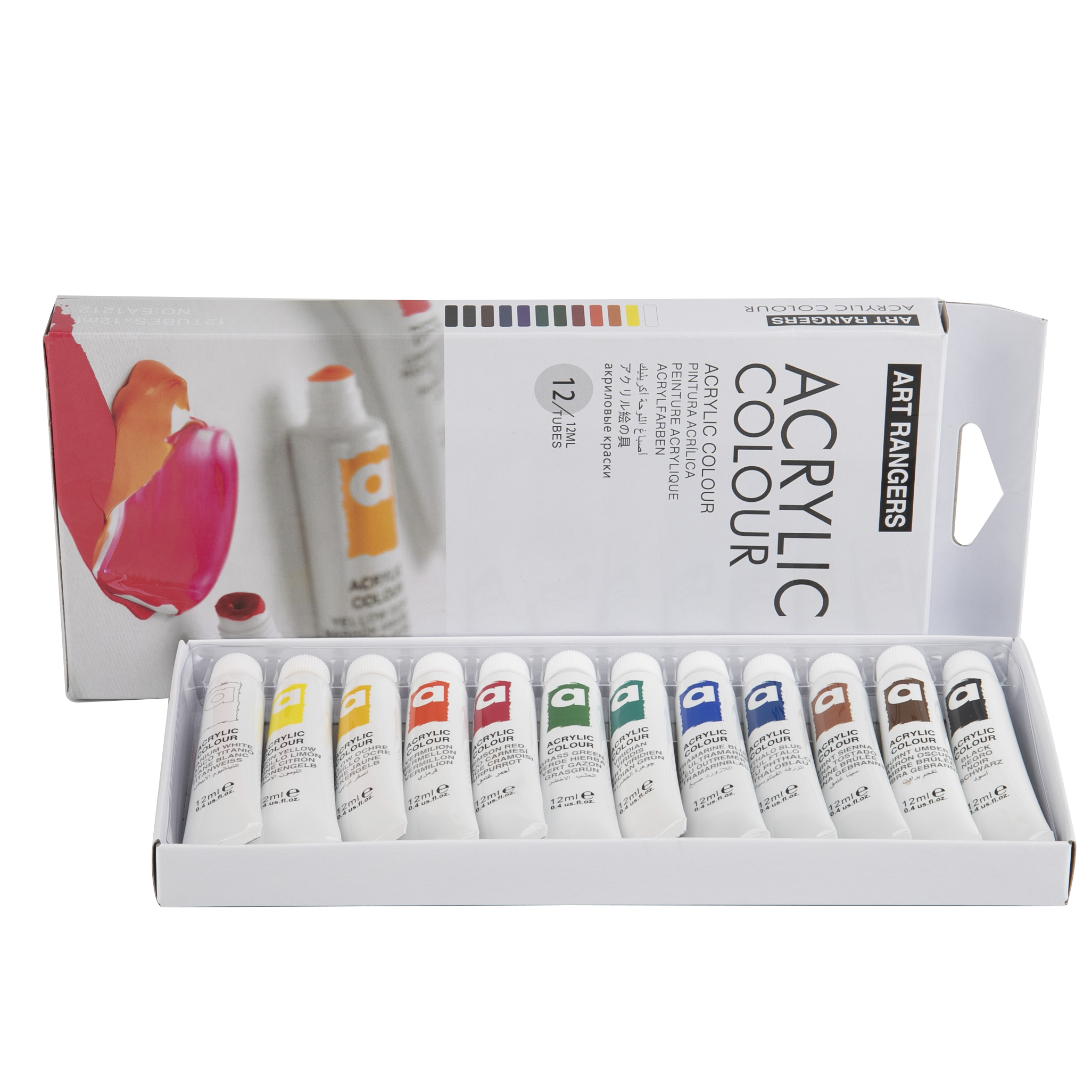 Акриловая краска оптовая продажа от производителя; Высокое качество 12 видов цветов 12 мл Алюминиевая краска акриловая трубка для рисования