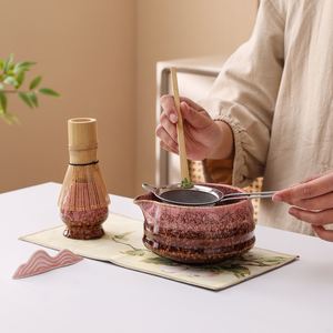 Exclusivo Nuevo Juego de Cuencos de Cerámica para Matcha con Efecto de Horno Bai Ben Li, Estilo Japonés Vintage, Soporte para Batidor de Té - Product Image 3