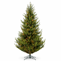 Sapin de Noël artificiel pré-éclairé en PE PVC, 7 pieds, luxe, toucher réaliste, avec lumières LED et base métallique pliable