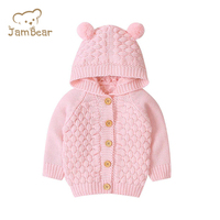 Jambear Baby Sweater Boy Winter Jacket Warm Coat Knit Outwear Hooded Sweater Hand Knitted Breathable Newborn Infant Baby Girl