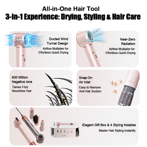 Kit sèche-cheveux et fer à boucler ionique électrique haute vitesse 5-en-1 avec <span class=keywords><strong>brosse</strong></span> <span class=keywords><strong>soufflante</strong></span> pour hôtel, voyage et usage domestique - Product Image 3