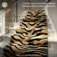 Tapis d'escalier moderne de luxe à imprimé léopard en laine de Nouvelle-Zélande et soie botanique, réversible, imperméable, antidérapant, tufté à la main, écologique
