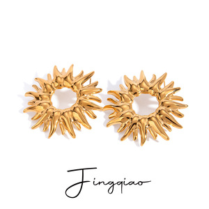 Yueli Sunflower <b>Stud</b> <b>Earrings</b> Zinc Alloy Gold Hollow Flower Women's Party Jewelry - Product Image 1