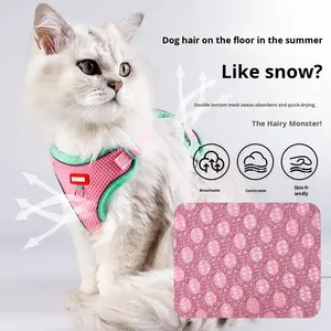 Tali hewan peliharaan poliester polos mode baru musim panas tali anjing Anti lepas pasang kancing penutup empuk untuk anjing kecil untuk penggunaan luar ruangan - Product Image 4