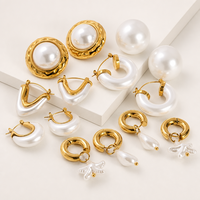 Boucles d'oreilles en forme de cœur en nacre JUSNOVA, plaquées or 18K PVD, imperméables, hypoallergéniques, résistantes à la décoloration, vente en gros, bijoux personnalisés pour femmes