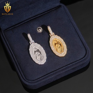 Hete Aanbieding Iced Out <span class=keywords><strong>Moissanite</strong></span> Sieraden Maria Hanger 925 Zilver <span class=keywords><strong>Moissanite</strong></span> Hanger HipHop Sieraden Hip Hop Hanger met GRA - Product Image 5