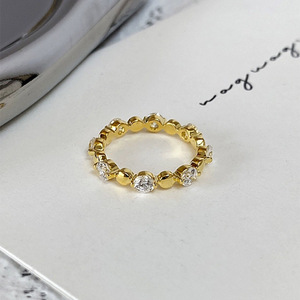 Bague minimaliste pour femme en argent 925 plaqué or Longlong, incrustée de perles et de diamants géométriques de 4,5 mm, style Xiaohongshu, bijoux en gros - Product Image 2