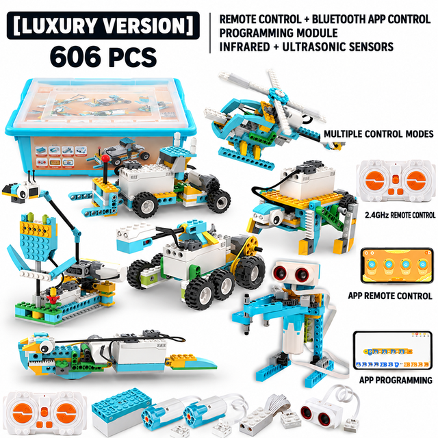 CB05 Steam High-Tech Science & Education Building Blocks Robot Kits-Electronic Construction Toy with Plastic ABS Materials