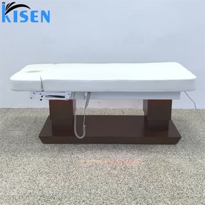 Lit de salon de beauté électrique moderne Kisen à 4 moteurs avec base en bois, éclairage LED, accoudoirs réglables, télécommande, couleur personnalisée - Product Image 2