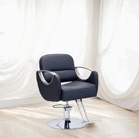 Chaise de barbier réglable avec siège en cuir synthétique, rotation à 360 degrés et pompe hydraulique professionnelle pour salon de coiffure
