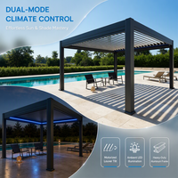 Pergola en alliage d'aluminium à auvent réglable, design élégant, télécommande, pour villa de luxe, balcon, terrasse, espace extérieur