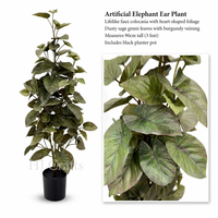 Plante artificielle de feuilles de taro gris-violet de 90 cm de haut, feuillage réaliste en forme de cœur, faux buisson en pot pour villa, hall d'hôtel, café
