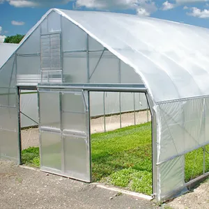 Agricoltura verticale Tunnel monospan pellicola trasparente giardino irrigazione a goccia grande pianta coltiva sistema di grandi serre