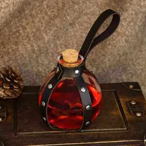 Halloween Cosplay Accessory Dark Magic <b>Cork</b> Potion <b>Bottle</b> Toy Spherical Glass <b>Bottle</b> with Leather Belt for Drinkware Decorations - Product Image 5