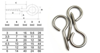 Vis à œil en acier inoxydable SS316, tailles petites, à œil ouvert, type Lag Snake, longues, métalliques, soudées, pour mouton, 45mm M8