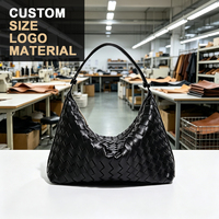Tas Selempang Wanita Anyaman Mewah Desainer Baru, Tas Tote Berlapis Kulit PU Buatan Tangan dengan Logo Kustom