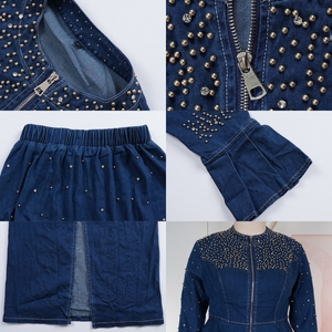 Conjunto de Vestido de <span class=keywords><strong>Fiesta</strong></span> de Dos Piezas de Mezclilla con Pedrería y Cuentas <span class=keywords><strong>para</strong></span> <span class=keywords><strong>Mujer</strong></span>, Modelo J1100, Elegante y Sofisticado, Vestido Formal de Dos Piezas <span class=keywords><strong>para</strong></span> <span class=keywords><strong>Fiesta</strong></span> - Product Image 5