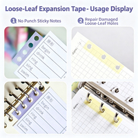 Autocollants créatifs pour feuilles mobiles, ruban de réparation PET à 1 trou pour classeur, inserts de notes sans perforation pour étudiants, Malaisie