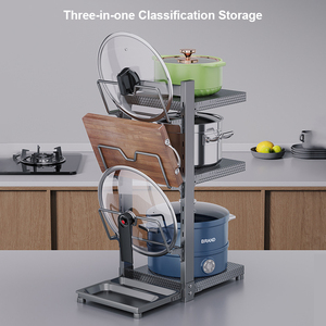 <span class=keywords><strong>3</strong></span> DIY方法可调节锅盖架橱柜下厨房锅收纳架 - Product Image 3