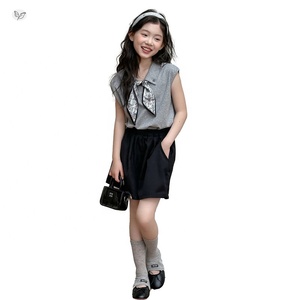 Conjunto <span class=keywords><strong>de</strong></span> <span class=keywords><strong>Ropa</strong></span> <span class=keywords><strong>de</strong></span> Verano <span class=keywords><strong>para</strong></span> Chicas <span class=keywords><strong>Adolescentes</strong></span>, Estilo Coreano, Camiseta Polo sin Mangas con Pañuelo y Pantalones Cortos - Product Image 5