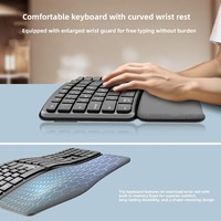 Vente directe usine : Ensemble clavier et souris ergonomique bimodal, étanche, rechargeable, avec repose-poignets silencieux pour ordinateur de bureau