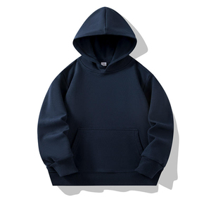 Sudadera con capucha clásica de algodón puro de color liso al por mayor con cremallera completa y forro polar al por mayor - Product Image 2