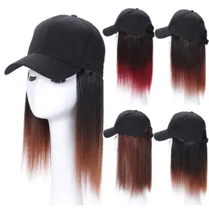 도매 유럽 인기 여성 패션 원피스 어깨 길이 두 톤 짧은 스트레이트 밥 인간의 머리 야구 모자 가발