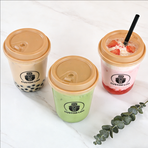 Gobelets à thé au lait Boba en plastique transparent avec logo personnalisé, 9 oz et 12 oz, avec paille - Product Image 6