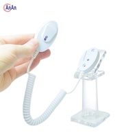 Stands Display Keamanan Ponsel Akrilik Transparan dengan Perekat 3M, Penyangga Ponsel Transparan dengan Kabel Spiral ABS 1,2m