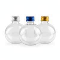 Groothandel 100ml bolvormige voedselveilige PET-fles met strakke sluiting, veilige eetbare snoeppot voor chocolade, cake, fruitsap, dranken