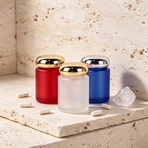 Botella de Vidrio Esmerilado con Forma de Cilindro y Tapa de Metal para Uso Farmacéutico - Product Image 2