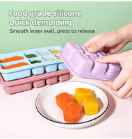 Bac à glaçons en silicone alimentaire sans BPA à 8 cavités pour aliments pour bébés, boîte de congélation en gros avec couvercle