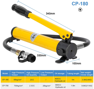 Bomba Hidráulica Manual CP-180, Bomba de Aceite Portátil de Alta Presión para Conectar Cabezales de Crimpado, Cortador de Cables, Unidad Dividida - Product Image 6