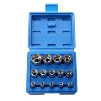 Jeu de douilles Crv E Torx Star Bit 1/2 "3/8" 1/4 "Drive E4 - E24 Outils de réparation Ensemble de manchons pour outils à main 14 pièces