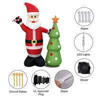 Décoration de Noël gonflable de 1,5 m, Père Noël et sapin de Noël avec LED, pour extérieur, jardin, fête de Noël