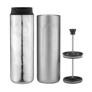 Pique-nique en plein air tasse à café en titane pur tasse Portable presse française cafetière avec passoire en titane Camping voyage cafetière - Product Image 3