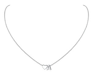 Collar Personalizado con Inicial y Corazón <span class=keywords><strong>de</strong></span> Acero Inoxidable, Impermeable, con Colgante <span class=keywords><strong>de</strong></span> Letra para Uso Diario, Joyería <span class=keywords><strong>de</strong></span> Moda para Combinar - Product Image 1