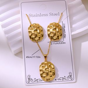 Conjunto de Joyería de Acero Inoxidable Chapado en Oro para Mujer, Collar con Colgante de Corazón y Aretes, para Fiestas, Compromisos, Aniversarios, Regalos - Moderno - Product Image 3