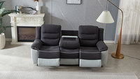 Ensemble de canapés inclinables électriques manuels au design Chesterfield moderne avec télécommande pour salon, 3 pièces, en tissu flanelle, avec rangement