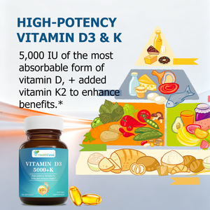 Cápsulas Blandas de Vitamina D3 5000 K de Alta Calidad con Menaquinona 7 y Vitamina D para la Salud Ósea y Cardíaca - Product Image 6