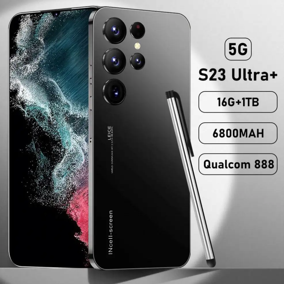 Оригинальный смартфон S23 + Ультра 7,3 дюймов полный экран 16 + 1 ТБ Android мобильные телефоны встроенный стилус лицо ID разблокированный сотовый телефон