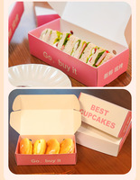 Boîtes en papier pliables jetables personnalisées, revêtues de papier alimentaire, pour cupcakes et tartes aux œufs, en stock