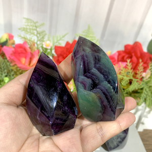 Vente en gros de pierres de fluorite naturelle sculptées en forme de flamme, style Feng Shui, décoration d'intérieur, artisanat en cristal - Product Image 6