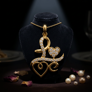 Pendentif Cœur en Argent 925 avec Diamant de Laboratoire et Calligraphie Arabe, Personnalisé, Certifié IGI, Bijou de Luxe, Cadeau Idéal pour Fête - Product Image 1