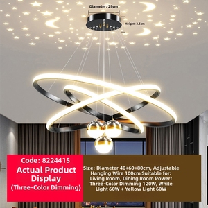 Lampadario <span class=keywords><strong>a</strong></span> <span class=keywords><strong>Sospensione</strong></span> LED Moderno Nordico di Lusso con Altezza Regolabile e Proiezione di Stelle <span class=keywords><strong>per</strong></span> <span class=keywords><strong>Soggiorno</strong></span> e Sala da Pranzo - Product Image 4