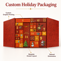 Boîte de calendrier de l'avent personnalisée de luxe pour influenceurs, emballage de marque, 24 jours, soins de la peau, maquillage, chocolat, boîte cadeau rigide magnétique