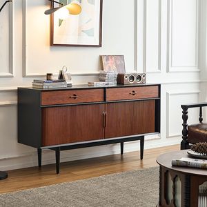 French Retro Solid Wood <b>Sideboard</b> Storage Cabinet Entryway Furniture for Small Apartments - Product Image 1