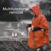 Poncho de pluie d'urgence avec capuche, imperméable réutilisable résistant aux intempéries, pour hommes et femmes, camping, randonnée, survie en plein air, équipement de voyage imperméable