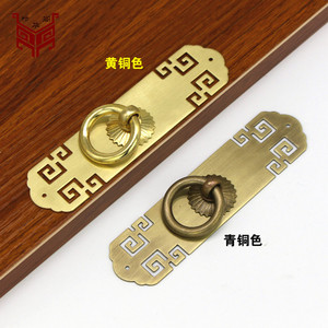 Chinese Style <b>Brass</b> Cabinet <b>Door</b> Handle Rectangle Single Hole Durable <b>Antique</b> Bronze Finish - Product Image 1