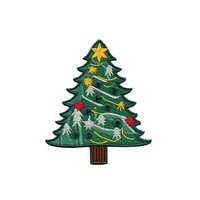Badge brodé personnalisé Arbre de Noël de l'usine chinoise, patch thermocollant 3D Père Noël à coudre pour chapeaux et sacs, vente chaude
